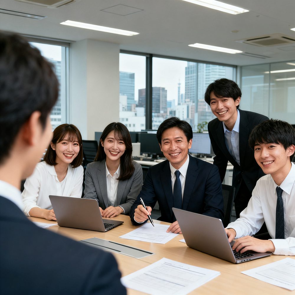 オフィスで打ち合わせをするビジネスパーソン