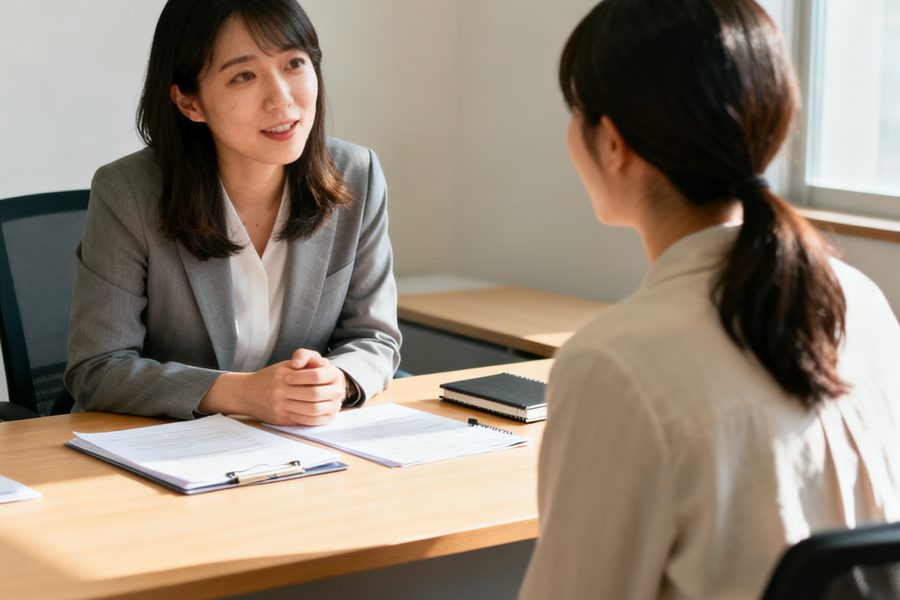 最初の相談窓口:スタッフがお話を伺う様子